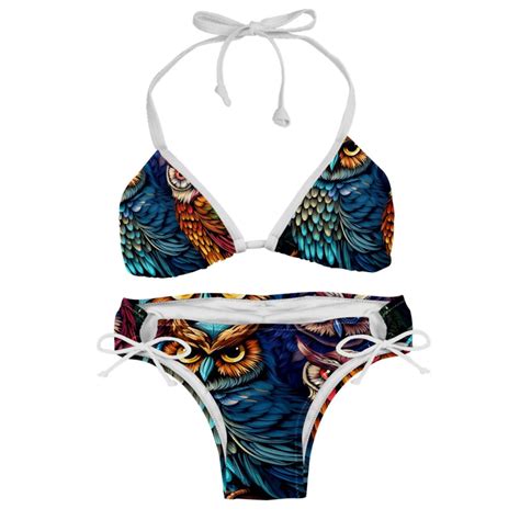 Owl Swim Wear Detachable Sponge Adjustable Strap Bikini Set Two Pack For Multiple Scenes