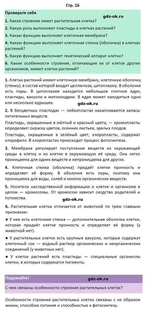 Страница 16 - ГДЗ по биологии 6 класс Пасечник (Линия Жизни) учебник 2023