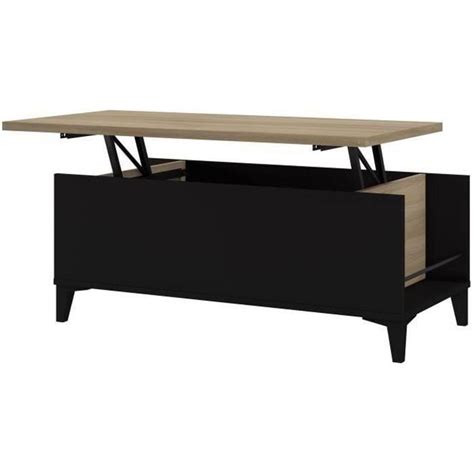 Table Basse avec Plateau Relevable Noir Chêne L 100 x P 50 72 x H