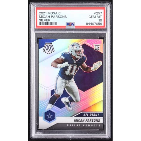 Micah Parsons 2021 Panini Mosaic Silver 257 DEB RC PSA 10 Pristine