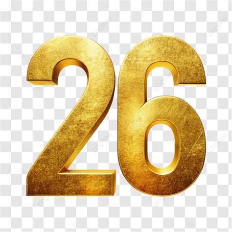 Golden Colour Number 26, Golden Number 26, Number 26, Golden PNG ...