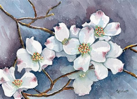 Legend Of The Dogwood Painting By Marsha Elliott Flower Painting