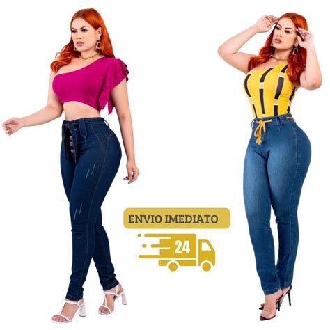 Cal A Jeans Feminina Cintura Alta Hot Paint Lycra Shopee Brasil