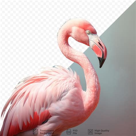 Um Flamingo Penas Cor De Rosa E Uma Cabe A Suja De Costas Visto De