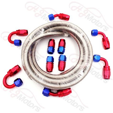 An An Stainless Steel Braided Fuel Hose Oil Line End Kit