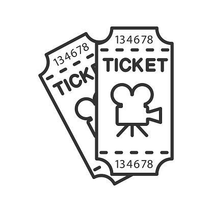 Cinema Tickets Linear Vector Icon Thin Line Cinema Ticket Cinema