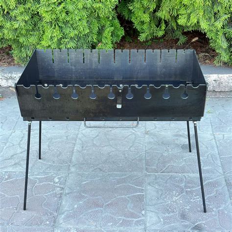 Компактный, Переносной двухуровневый Мангал-чемодан на 10 шампуров ...