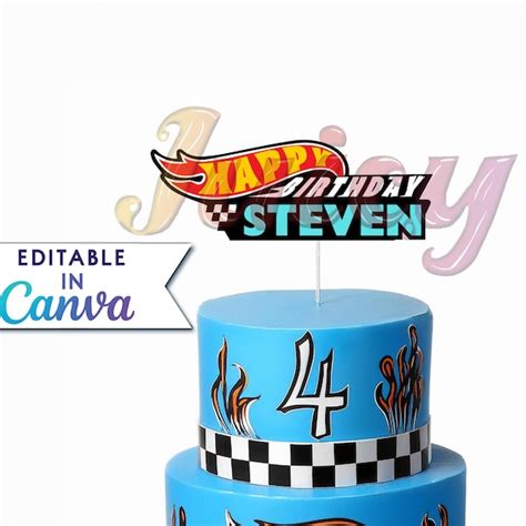 Digital Hot Wheels Cake Topper Etsy