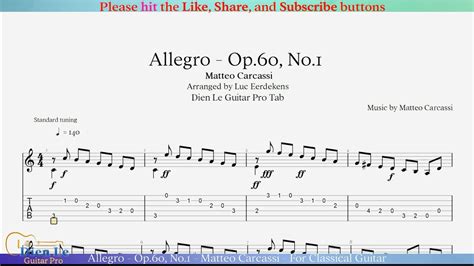 Allegro Op 60 No 1 Matteo Carcassi For Classical Guitar With