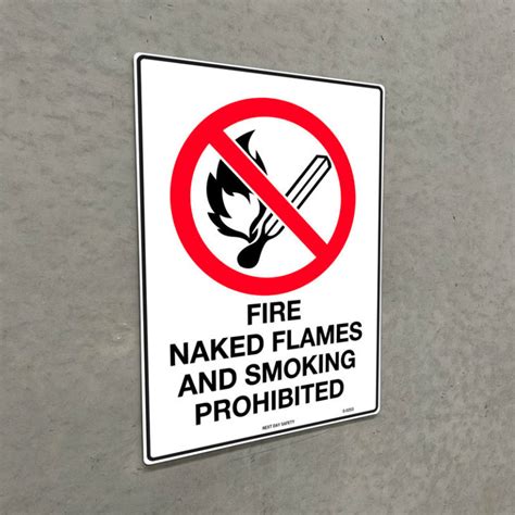 Fire Naked Flames And Smoking Prohibited Sign Next Day Safety