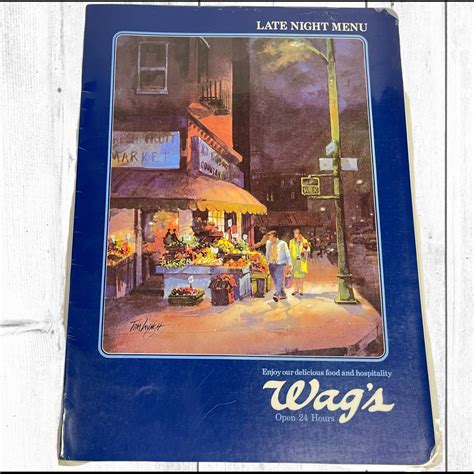 1970s WAGS Late Night Menu 24 Hour Restaurant 1980s 9"X13" Laminated