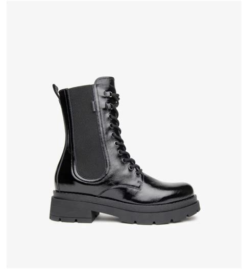 Nero Giardini Black Patent Combat Boot Shoobaloo