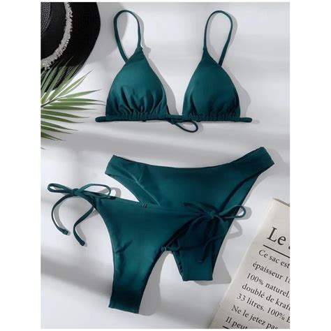 Köp billigt online Three Pieces Triangle Tie Side Bikini Set Women