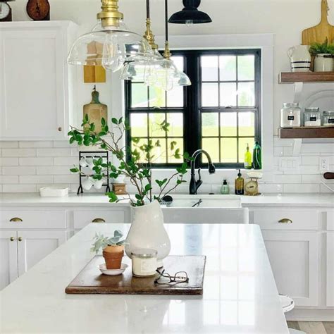 Monochrome Kitchen with Black Window Trim - Soul & Lane