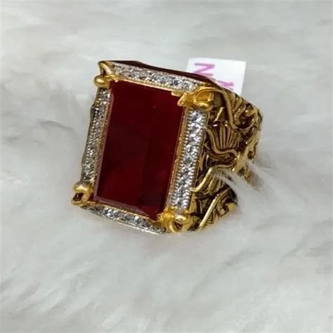 Handmade Men 24K Gold Ruby Ring 5gm At Rs 26599 Piece In Udangudi ID