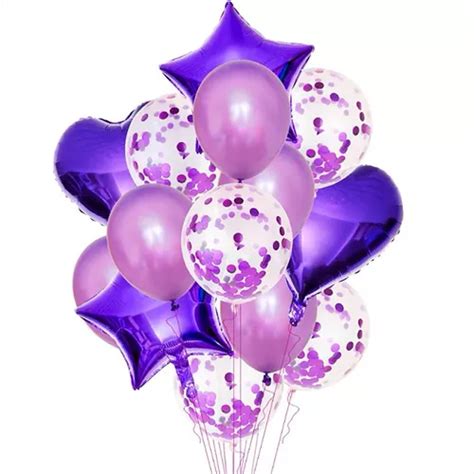 Globos Confeti Fiestas Pi Atas Cromados Metalizados Helio Color Violeta