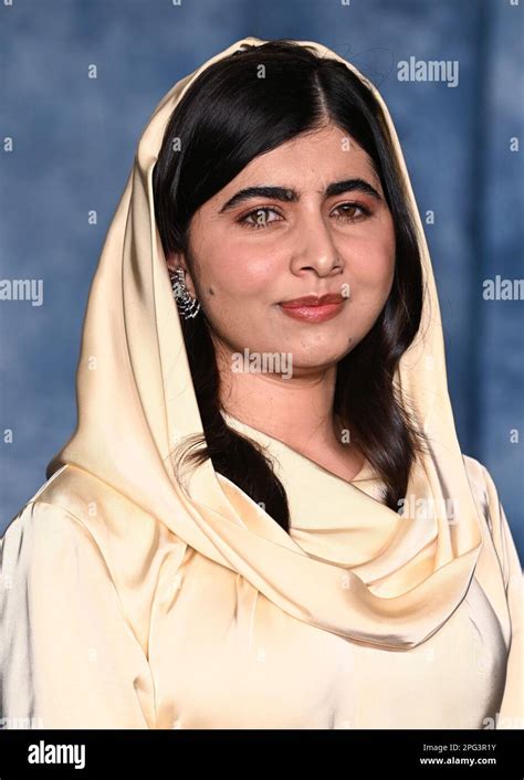 March 13th 2023 Los Angeles Usa Malala Yousafzai Arriving At The Vanity Fair Oscar Party