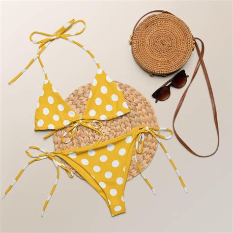 Womens Yellow Polka Dot Bikini Etsy