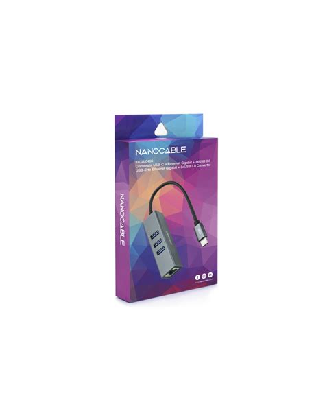 Nanocable Conversor Usb C A Ethernet Gigabit 3xusb 30 Aluminio