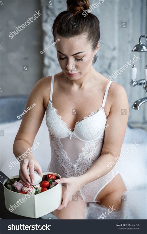 Beautiful Sexy Brunette Girl Taking Bath Stock Photo 1344482798 Shutterstock
