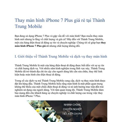 Thay Man Hinh Iphone Plus Gia Re Tai Thanh Trung Mobile Docx Docdroid