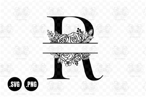 Flower Split Letter R Monogram Graphic By 99SiamVector Creative Fabrica