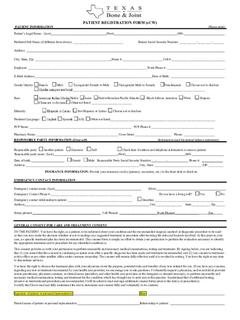 Fillable Online PATIENT REGISTRATION FORM ECW PATIENT INFORMATION