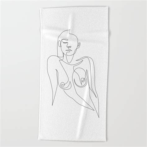 One Line Nude E 4 Beach Towel By Addillum Society6