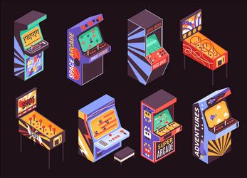 Isometric Game Vector Images Over