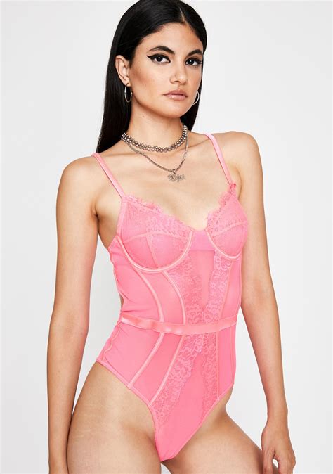 Lace Cami Sheer Underwire Bodysuit Pink Dolls Kill