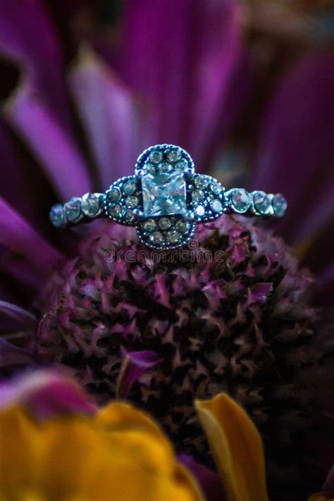 Anillo De Bodas Plateadas Sobre El Bouquet De Flores Silvestres Foto De