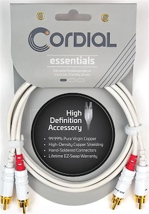 Cordial Essentials Unbalanced Dual Mono Cable White Ft Reverb