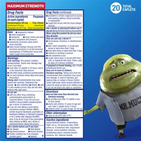 Mucinex Sinus Max Maximum Strength Severe Congestion And Pain Caplets 20 Ct Kroger