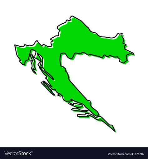 Simple Outline Map Of Croatia Stylized Line Design