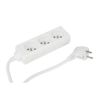 Multiprise Temium 3 Prises 1 5 M Blanc Adaptateur Et Convertisseur