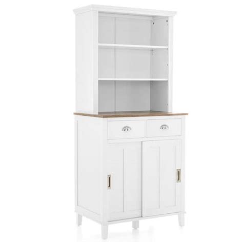 Costway Freestanding White Kitchen Pantry Storage Cabinet Buffet W