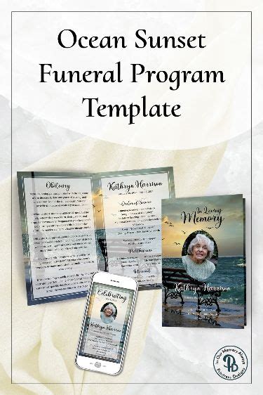 Ocean Sunset Funeral Program Obituary Template Celebration Of Life