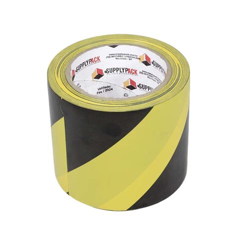 Fita Adesiva de Demarcação de Solo 100mm X 30m Zebrada Amarelo Preto