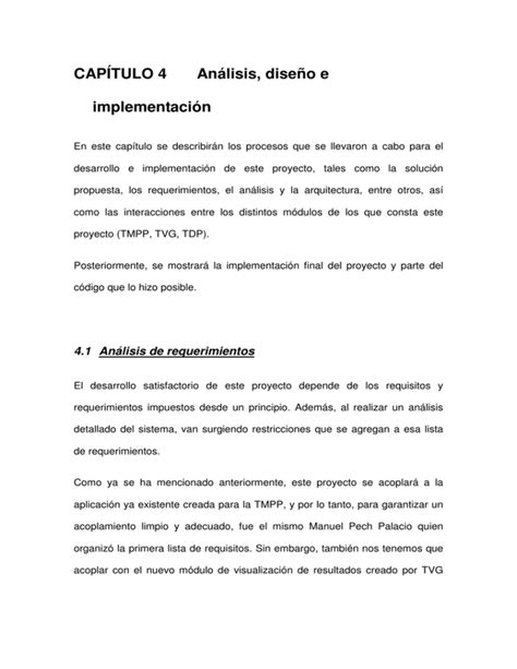 CAPÍTULO 4 Análisis diseño e implementación