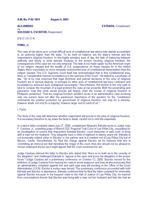 Estrada Vs Escritor Full Text | PDF