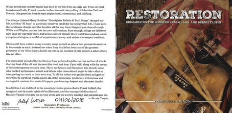 Encarte Restoration Reimagining The Songs Of Elton John And Bernie