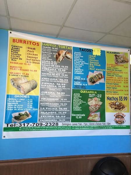 Menu At Tortas El Guero Restaurant Indianapolis 3818 N High School Rd