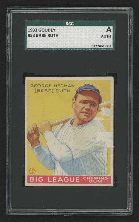 1933 Goudey 53 Babe Ruth RC SGC Encapsulated Pristine Auction