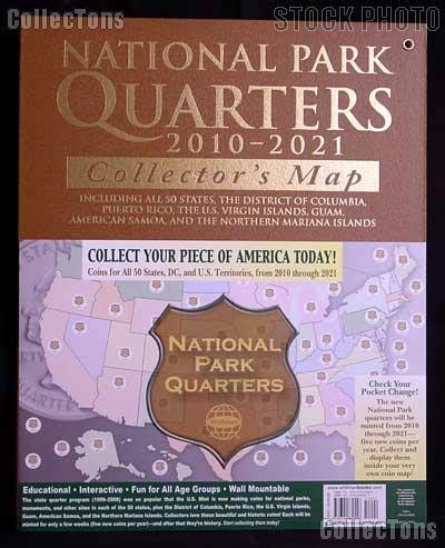 America The Beautiful Quarters Map by Harris for National Parks Quarter ...