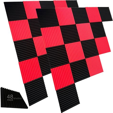 Amazon.com: 48 Pack Black/red 12"X 12"X1" Acoustic Panels Studio ...