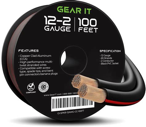 Gearit Pro Series Cable De Altavoz De Calibre Awg Metros