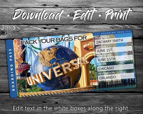Free Printable Universal Studios Tickets