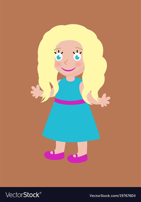 Blonde Doll With Long Hair And Big Blue Eye Vector Image