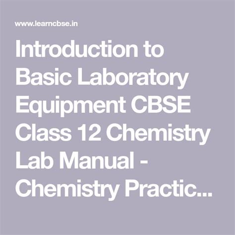 Introduction To Basic Laboratory Equipment CBSE Class 12 Chemistry Lab