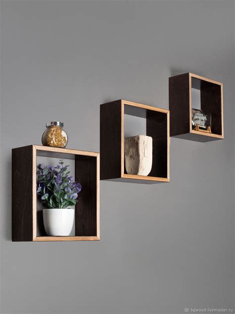 Полки квадратные, полки деревянные, комплект полок квадратных 3 шт ...